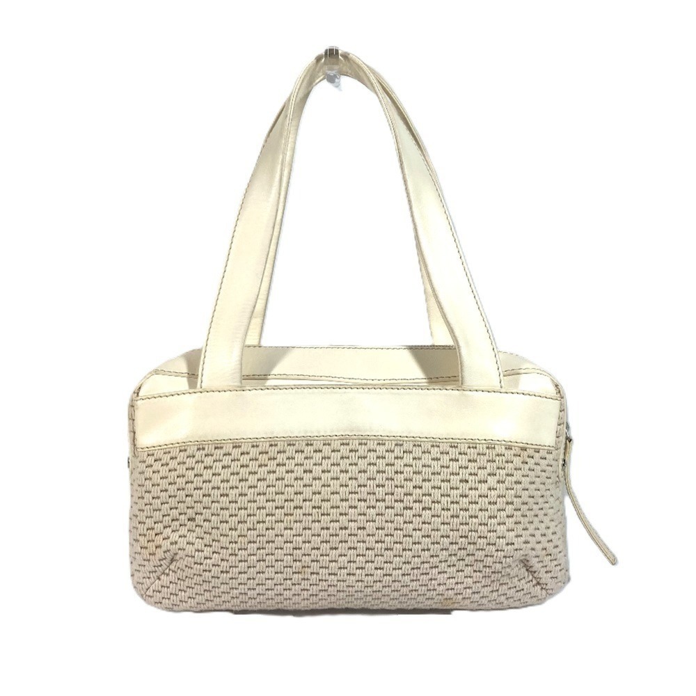 CHANEL Logo Shoulder Bag Leather Canvas Women's Ivory - Picture 2 of 16